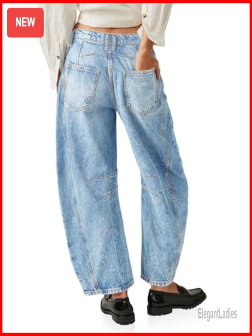 Vintage Boyfriend Jeans Wide Leg Barrel Denim Ankle Pants Mid Rise - Picture 5 of 7